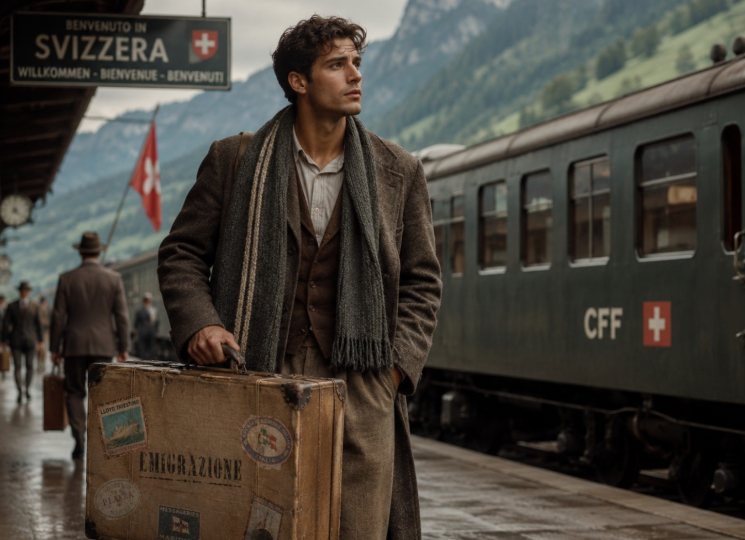 Giovane emigrato italiano in Svizzera negli anni Settanta