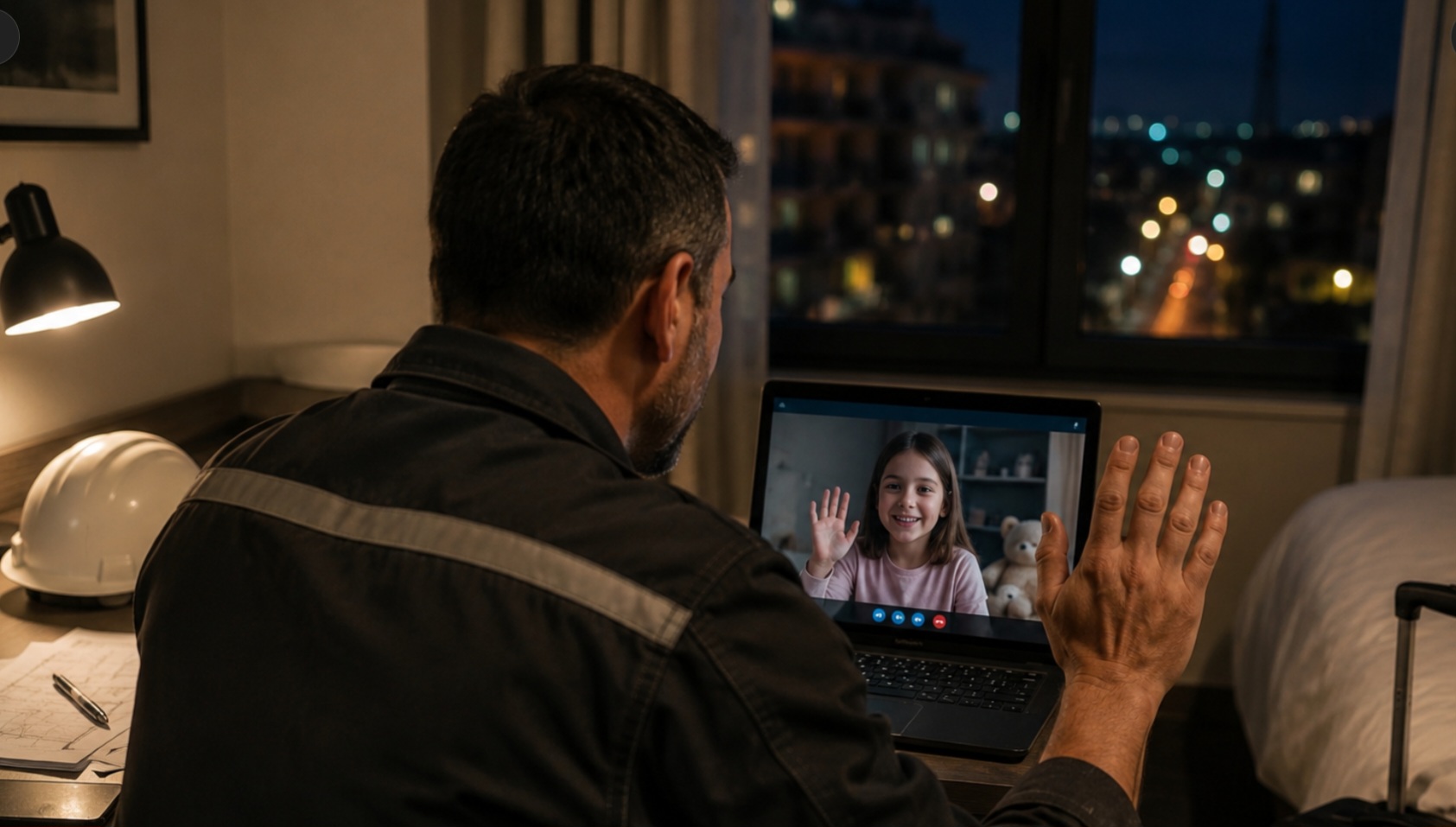Padre in videochiamata con figlia